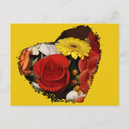 Grunge Edged Heart Bouquet Postcard