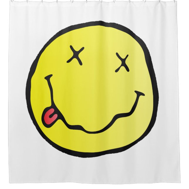 grunge emoji bathroom shower curtain (Front)
