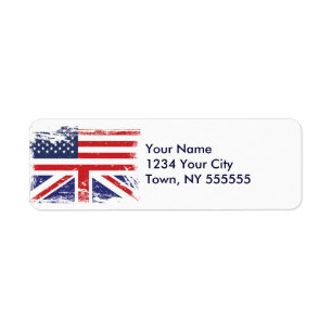 Grunge English American Flag 2 Label
