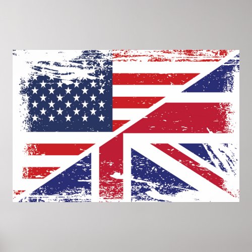 Grunge English American Flag Poster