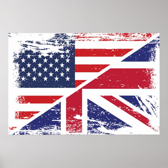 Grunge English American Flag Poster (Front)