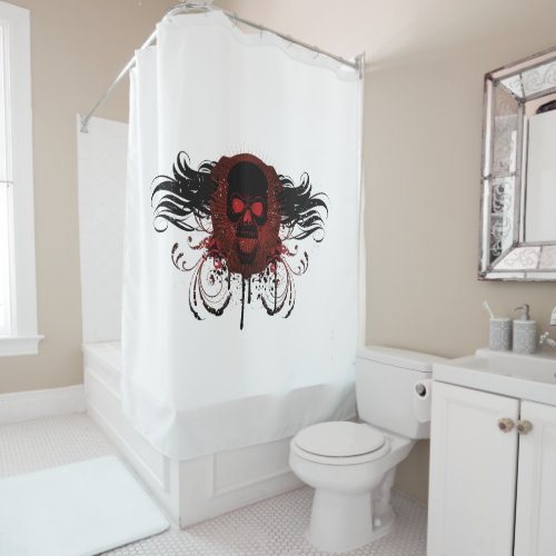 Grunge Evil Red Skull Shower Curtain