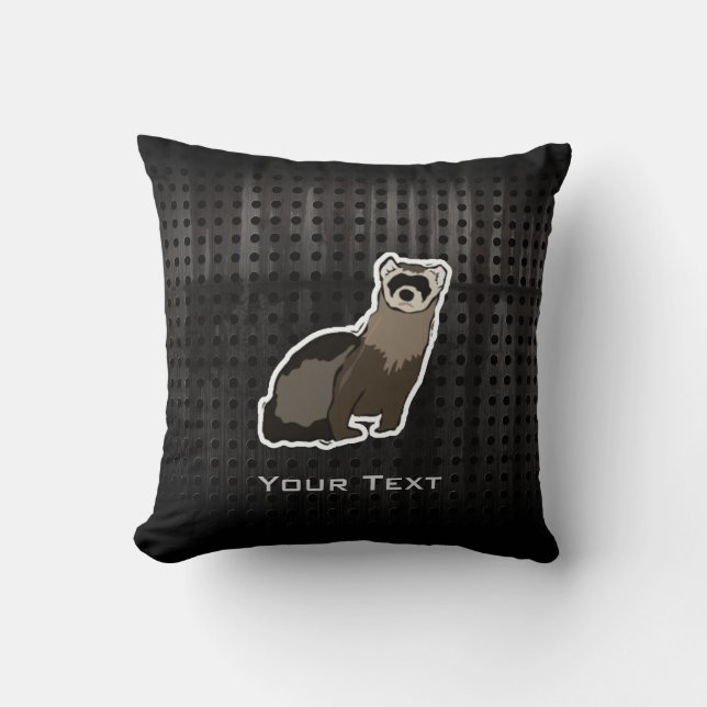 Grunge Ferret Throw Pillow (Front)