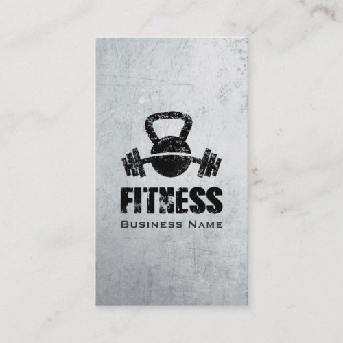 Grunge Fitness Personal Trainer Kettlebell Barbell Business Card