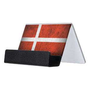 Grunge Flag Of Denmark Desk Business Card Holder