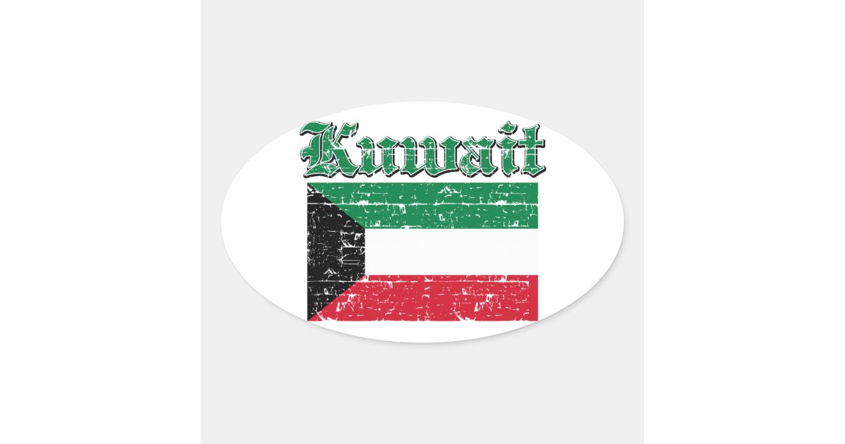Grunge Flag of Kuwait Oval Sticker