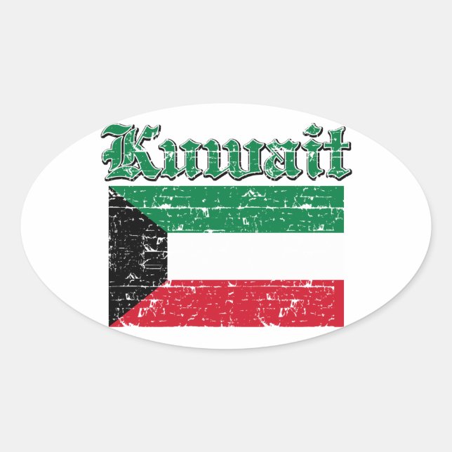Grunge Flag of Kuwait Oval Sticker (Front)