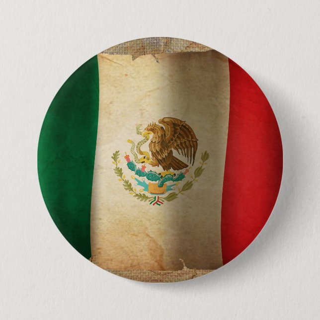 Grunge Flag of Mexico Button (Front)