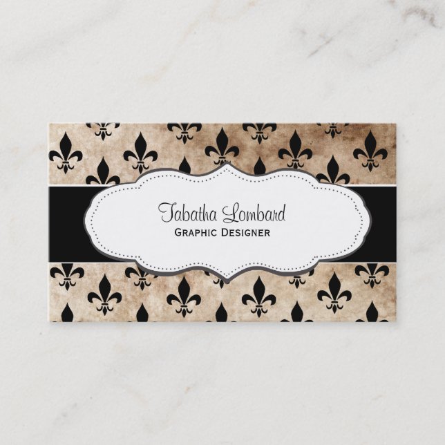 Grunge Fleur de Lis business cards (Front)