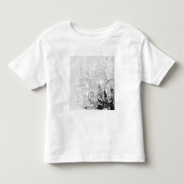 Grunge Floral Design - Light Grey B&W Toddler T-shirt (Front)