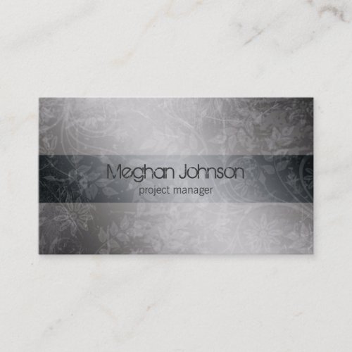 Grunge Floral Gray Trendy Business Card