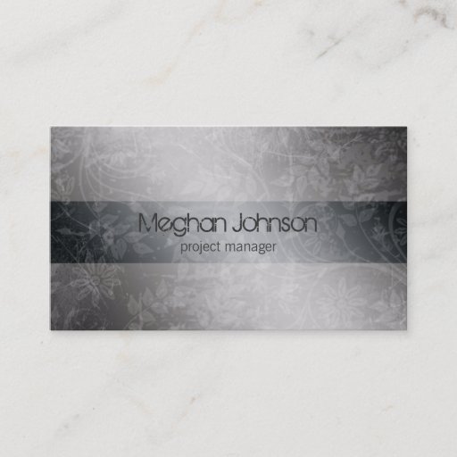 Customizable Grunge Floral Gray Trendy Business Card