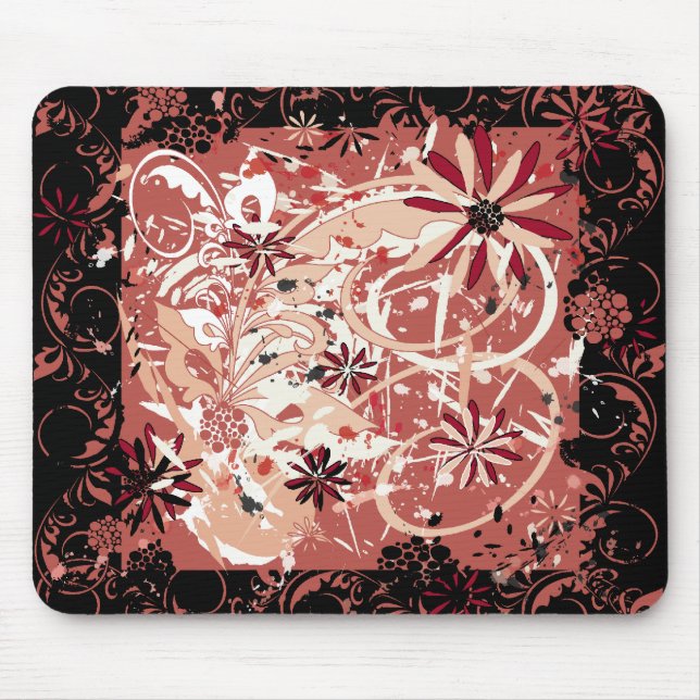 grunge floral image mouse pad (Front)