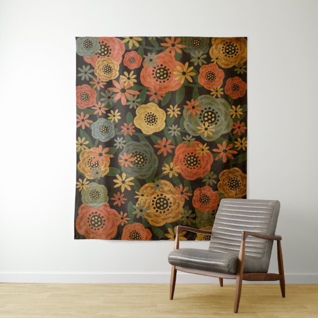 Grunge Floral Large Tapestry (In Situ)