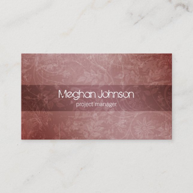 Grunge Floral Mauve Trendy Business Card (Front)