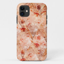 Grunge floral pattern. Coral background.