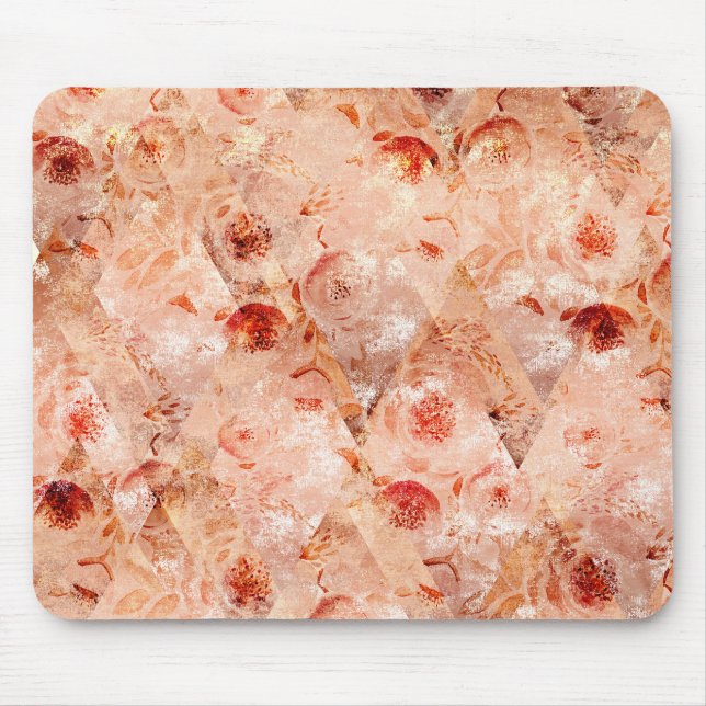 Grunge floral pattern. Coral background.  Mouse Pad (Front)