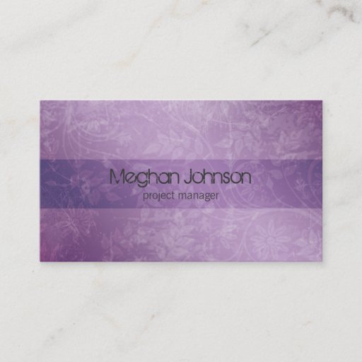 Customizable Grunge Floral Purple Trendy Business Card