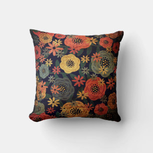 Grunge Floral Throw Pillow
