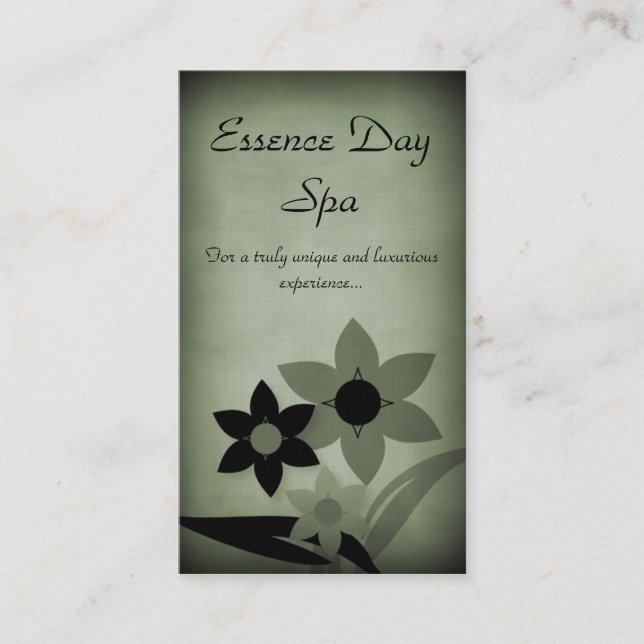 Grunge Florals Business Card, Sage Card (Front)