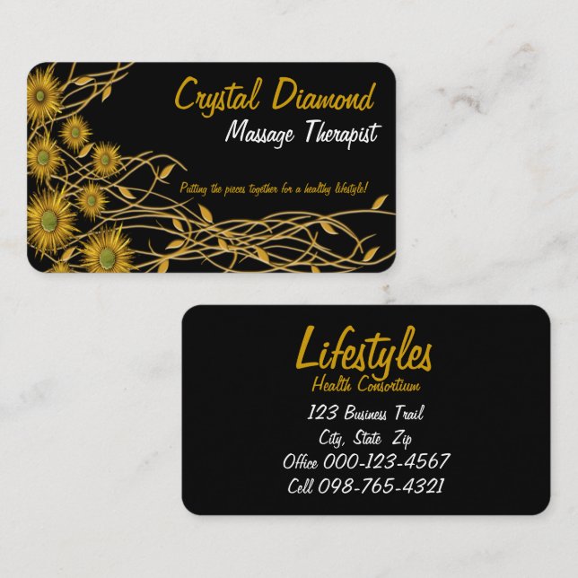 Grunge Flower & Vine Artwork Business Card (Front/Back)