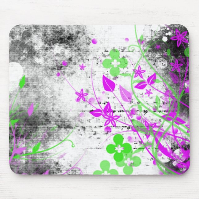 Grunge Flowers Mouse Pad (Front)