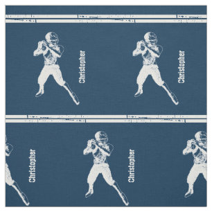 Grunge Football Quarterback Blue and White Fabric