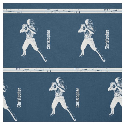Grunge Football Quarterback Blue and White Fabric