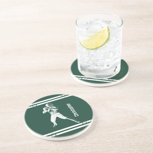 Grunge Football Quarterback Green and White Drink Coaster