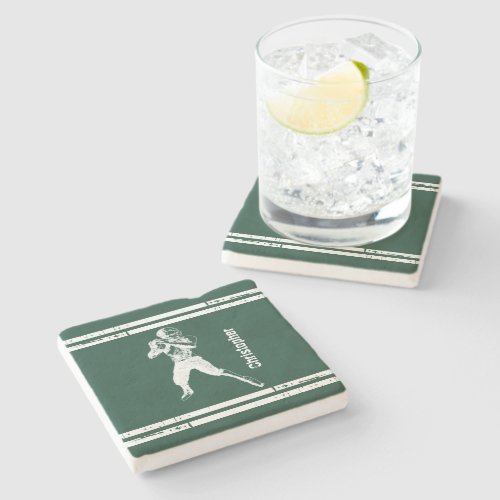 Grunge Football Quarterback Green and White Stone Coaster