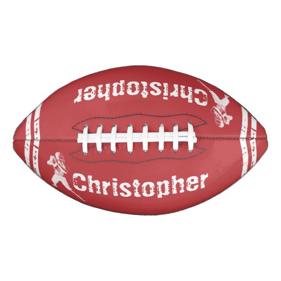 Grunge Football Quarterback Red and White