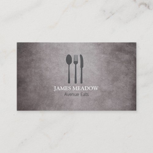 Grunge Fork Knife Spoon Restaurant Cafe Catering B Business Card