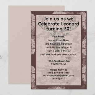 Grunge Frame and Beige Background Adult Birthday Invitation