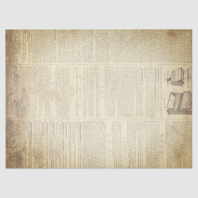 Grunge French Dictionary Page Tissue Paper (Front)