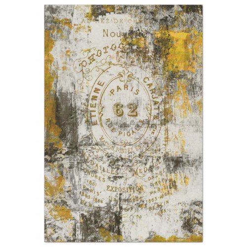 Grunge French Ephemera on Abstract Background Tissue Paper