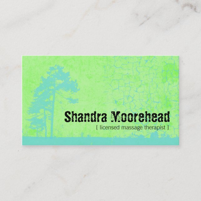 Grunge Fresh Green Massage Therapist Business Card (Front)