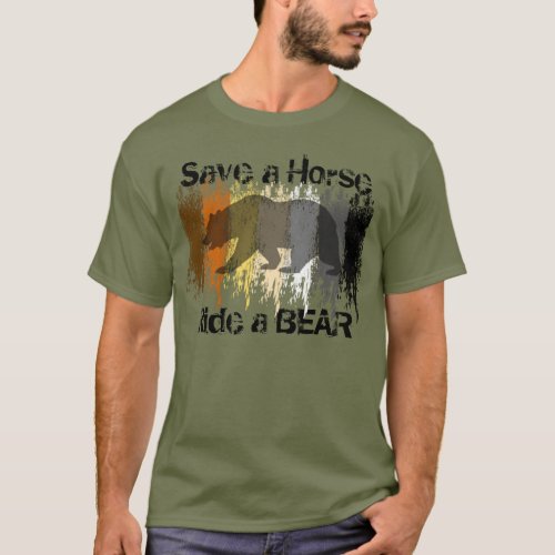 Grunge Gay Bear Pride Save A Horse Ride A Bear T_Shirt