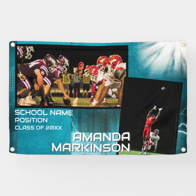 Grunge Generic Two Photo Senior Sport Banner (Horizontal)