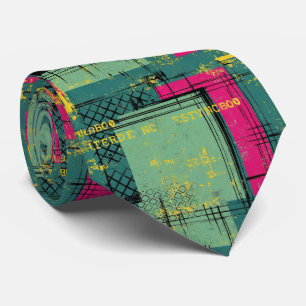 Grunge Geometric Street Art Collage Pattern Neck Tie