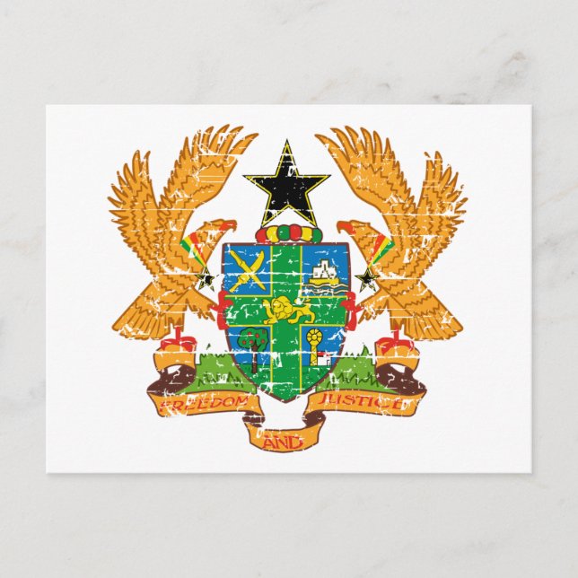 Grunge Ghana coat of arms designs Postcard (Front)
