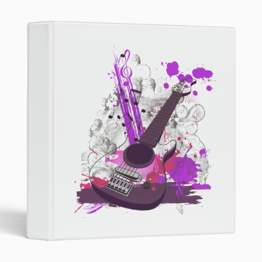 grunge girly electric guitar 3 ring binder