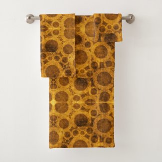 Grunge Gold Brown Steampunk Pattern Bath Towels