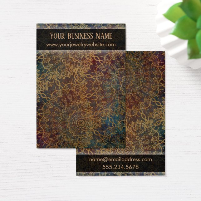 Grunge Gold Mandala Earring Holder Display Cards (Desk)