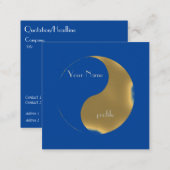 Grunge golden&blue yin yang square business card (Front/Back)
