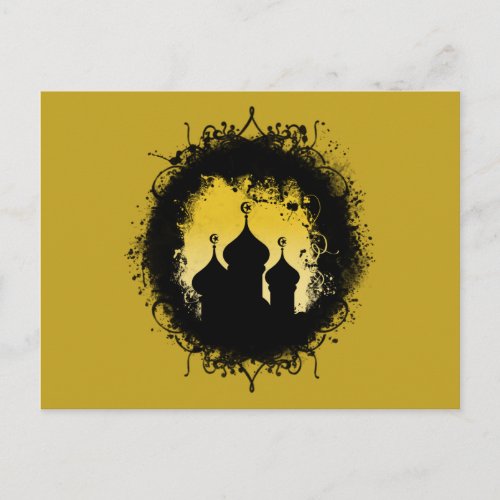 Grunge_Goth Gold and Black Ramadan Mosque Postcard