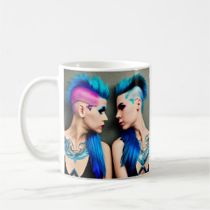 Grunge Goth Lesbian Love Couple AI Art Coffee Mug