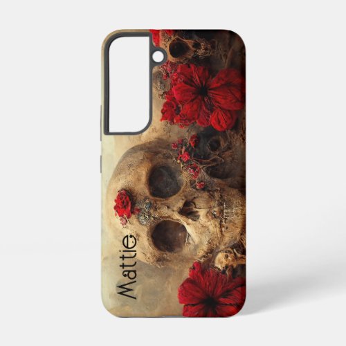 Grunge Goth Red Floral Skull Samsung Galaxy S22 Case