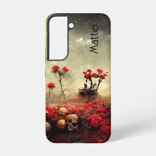 Grunge Goth Red Roses and Skull Garden Samsung Galaxy S22 Case