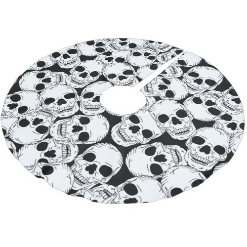 Grunge Goth Skulls Halloween Patterned Brushed Polyester Tree Skirt