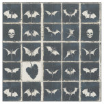 Grunge Gothic Bats &amp; Skulls Denim Pattern Fabric